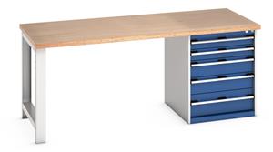 Workt Bench 2000x900x940mm with MPX Top / 5 Drawer Cabinet 840mm High Benches 50/41004111.11 Bott Bench 2000x900x940mm with MPX Top and 5 Drawer Cabinet.jpg